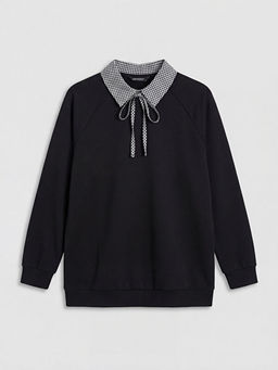 G?mlek Yaka Ekose Kad?n Sweatshirt Tunik