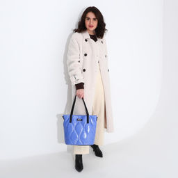 Сумка-тоут на молнии, наружный карман, длинный ремень, цвет синий - Simaland фото 8