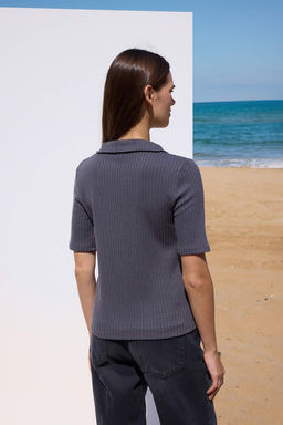 Ekru More Sustainable Fitted/Vucuda Oturan Dugmeli Esnek Orme Bluz TWOAW26BZ00228 - Trendyolmilla фото 8