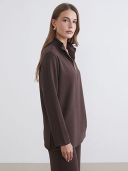 Dik Yaka ?izgili Oversize Kad?n Ti??rt