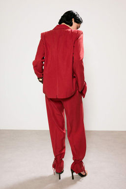 Trendyol Studio K?rm?z? Keten Gorunumlu Astarl? Dokuma Blazer Ceket TWOSS26BC00043 - Trendyolmilla фото 7