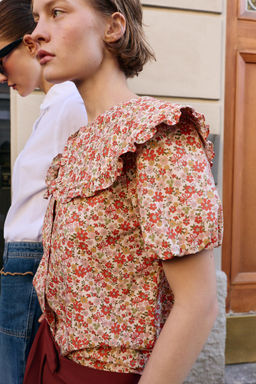 CAMISA ESTAMPADO FLORAL CUELLO BOBO / Multicolor - Zara фото 5