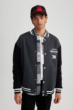 Кардиган оверсайз на мягкой подкладке с воротником-бомбером и принтом - Defacto фото 4