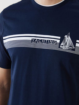 Bisiklet Yaka K?sa Kollu Bask?l? Penye Erkek Ti??rt