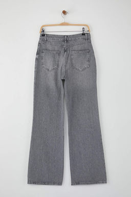 Gri Yuksek Bel Genis Paca Wide Leg Palazzo Jeans TWOAW26JE00066 - Trendyolmilla фото 6