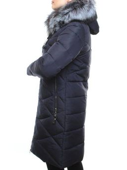 AZ1819HM DK. BLUE Пальто женское зимнее (холоффайбер, натуральный мех чернобурки) - Фабричный китай фото 8