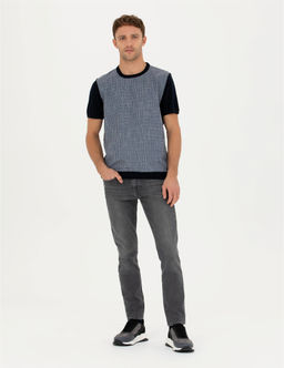Lacivert Slim Fit Bisiklet Yaka Triko Ti__rt