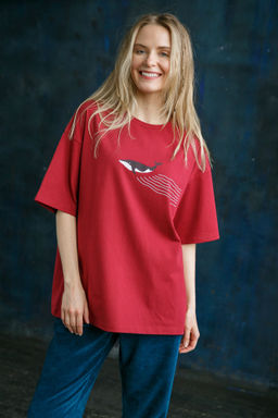 Футболка женская Whale Bordo
