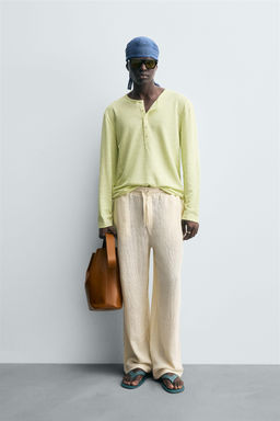 RELAXED FIT OPEN WEAVE TROUSERS