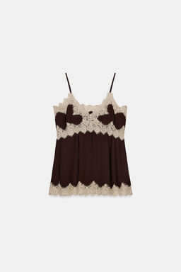 TOP LENCERO ENCAJE ZW COLLECTION / Marr?n - Zara фото 7