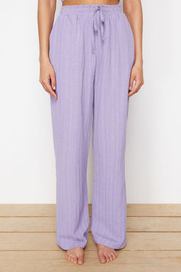 Plaj Giyim Lila Dokuma Dokulu Bluz Pantolon Tak?m TBESS24AU00076