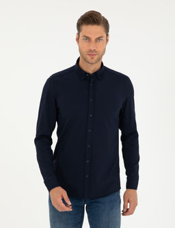 Lacivert Slim Fit Uzun Kollu G_mlek