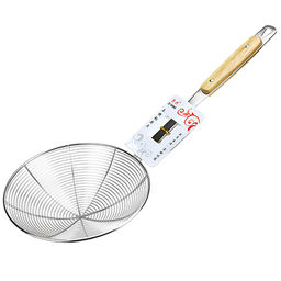Сито из нержавеющей стали для фри д19х46х5,5см, ручка нерж., деревянная вставка (Китай)