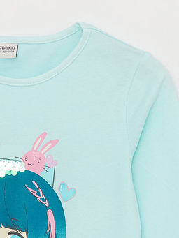 Bisiklet Yaka Bask?l? Uzun Kollu K?z ?ocuk Ti??rt - Waikiki фото 2