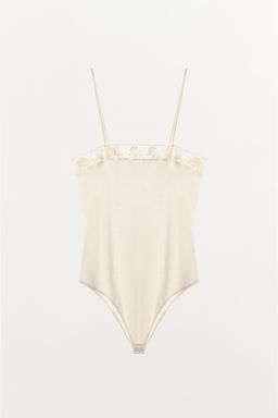 BODY PUNTO FINO ENCAJE / Crudo - Zara фото 5