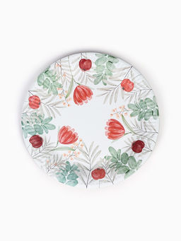 Цена за 12 шт. Тарелка одноразовая бумажная «Красные цветы», 23 см