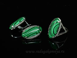 Кольцо Серьги с малахитом имитация размер 17