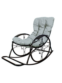 Кресло садовое «Овал люкс», 56×120×93 см, чёрное, с серой подушкой