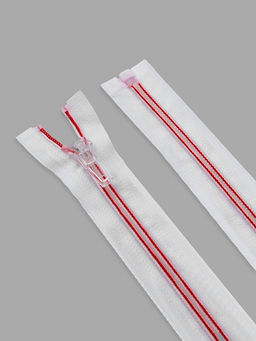 Цена за 10 шт. Молния «Спираль», №5, разъёмная, замок автомат, 70 см, белая, красная