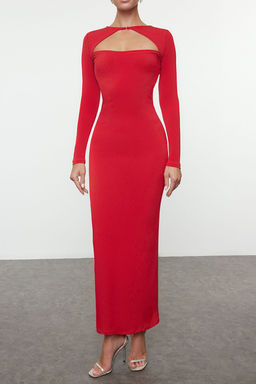 K?rm?z? Cut Out/Pencere Detayl? Orme S?k Abiye Gece Mezuniyet Elbisesi TPRAW25EL00022