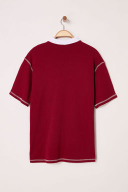 TRENDYOL MAN Bordo Oversize/Genis Kesim Dikis Detayl? Polo Yaka T-shirt TMNSS25PO00034 - Trendyolmilla фото 7