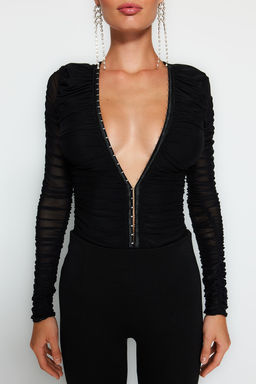 Trendyolmilla Siyah Agrafl? Orme Body TPRAW24BD00019 фото 4