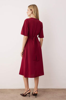 Ozel Koleksiyon Kahverengi Duz Aksesuar Detayl? Midi Dokuma Elbise TWOAW26EL00067 - Trendyolmilla фото 15