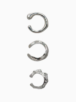 Серьги «Каффы» набор 3 шт., мятый, цвет серебро