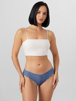 Цена за 2 штуки! Трусы бразилиана женские синие кружевные