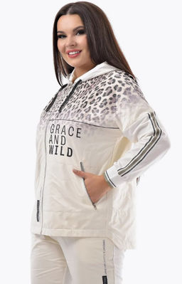 Толстовка из футера комбинированного с принтованной плащевой тканью - А+б коллекция фото 37