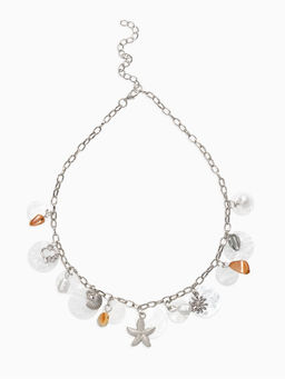 Колье на цепочке «Ракушка», L=40 см, белое в серебре