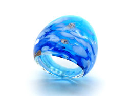 Широкое кольцо из муранского стекла модель 7 цв.голубой