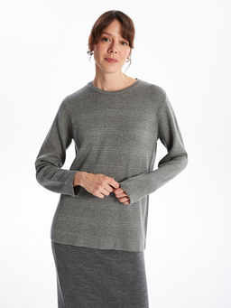 Bisiklet Yaka ?izgili Kad?n Triko Kazak