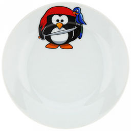 Тарелка мелкая фарфоровая "Пингвинчики" д175мм, форма "Идиллия" (Беларусь)