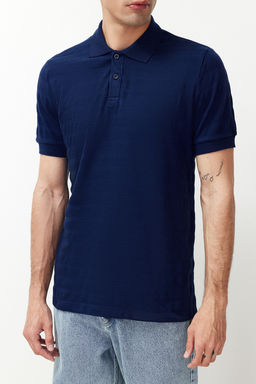 Lacivert Regular/Normal Kesim Dokulu Polo Yaka T-Shirt TMNSS24PO00042
