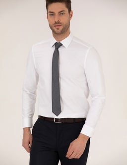 Beyaz Slim Fit Uzun Kollu Klasik G_mlek