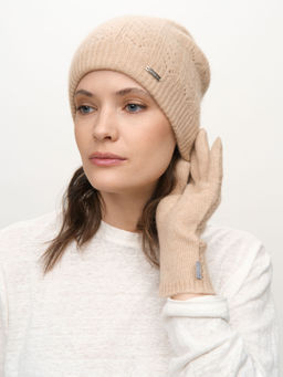 Шапка из кашемира 04289 бежевая