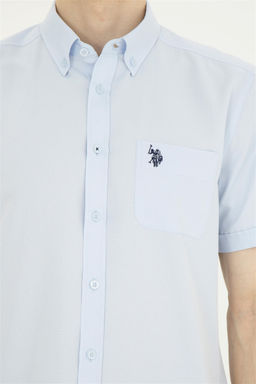 Мужская голубая рубашка с коротким рукавом Неожиданная скидка в корзине - U.s. polo assn фото 7