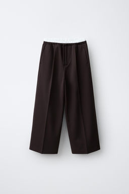 PANTAL?N WIDE LEG CINTURILLA DOBLE / Marr?n