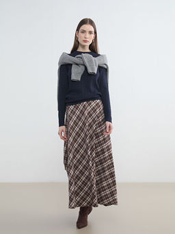 Bisiklet Yaka Kendinden Desenli Kad?n Triko Kazak