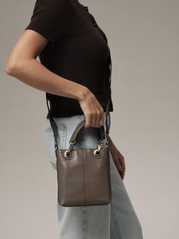 Сумка кожаная кросс-боди Deboro 30347 таупе фавола