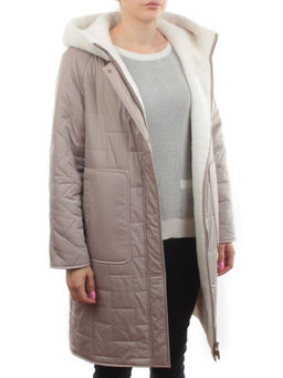 2661 BEIGE Пальто двухстороннее женское еврозима (100 гр. холлофайбер) - Фабричный китай фото 9