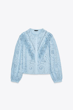 SHIRT WITH CUTWORK EMBROIDERY - Zara фото 7