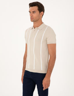 Bej Slim Fit Polo Yaka Triko T-shirt