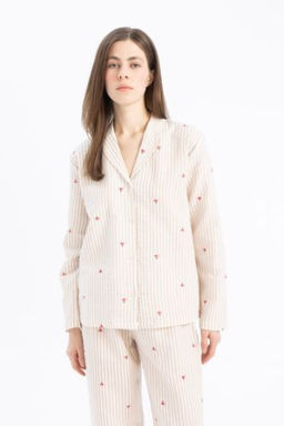 Fall in Love Sevgililer Gunu Pijama Yaka Muslin Pijama Ustu