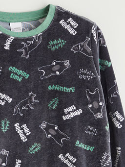 Desenli Erkek ?ocuk Kadife Pijama ?st