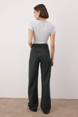 Petrol Yuksek Bel Vintage Y?kama Ozel Renk Denim Wide Leg/Genis Paca Jeans TWOAW26JE00110