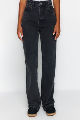 Antrasit Yuksek Bel Genis Paca Wide Leg Smoke Jeans TWOAW24JE00089