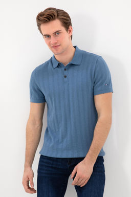 Erkek Slim Fit Polo Yaka Koyu Mavi Triko Ti__rt Sepette S_rpriz _ndirim
