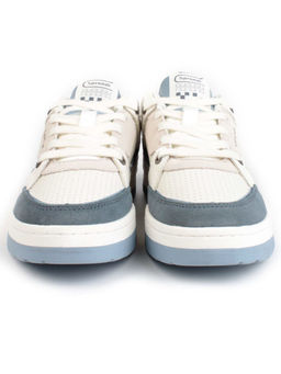 05-P232-5 WHITE/BLUE Кроссовки женские (натуральная замша, искусственная кожа)